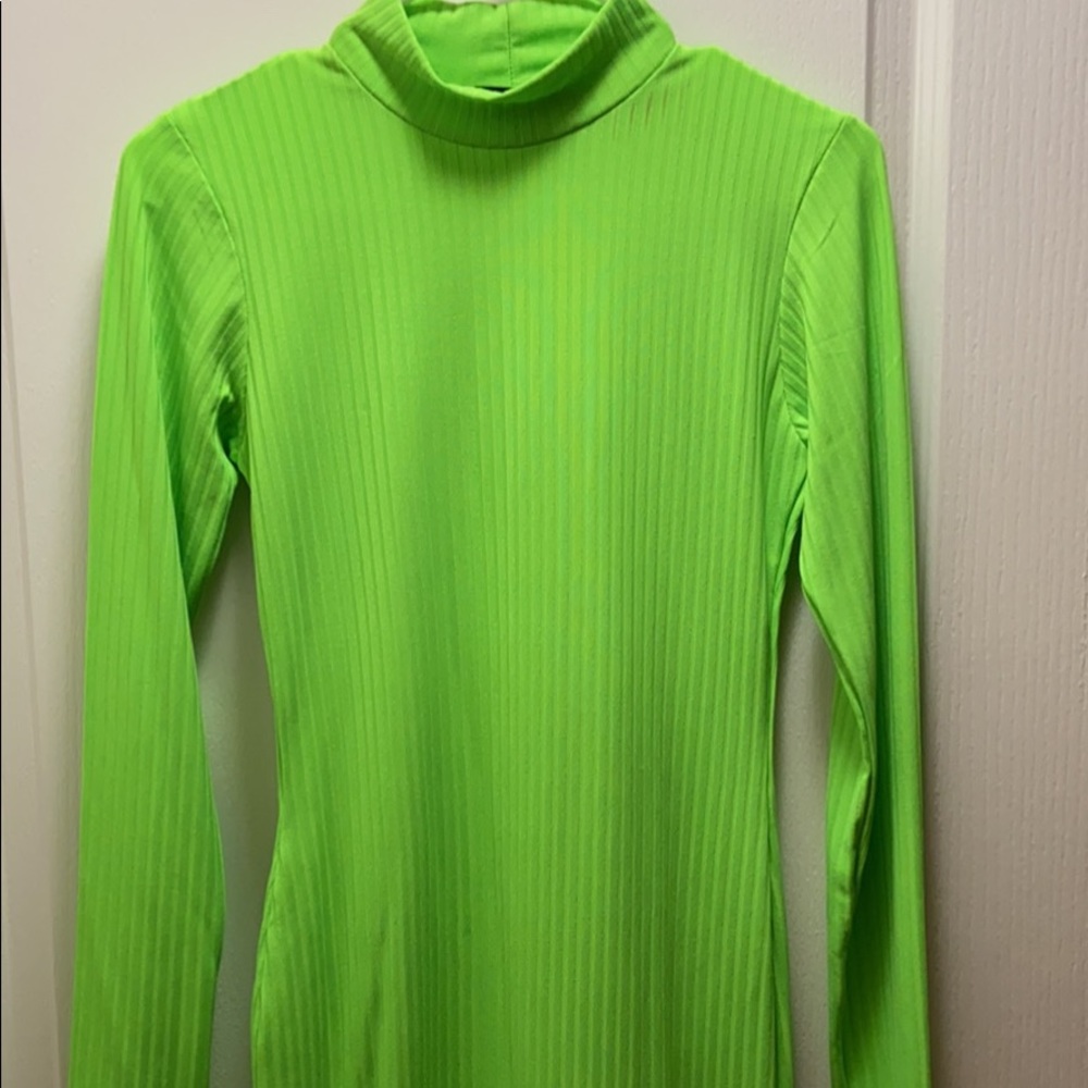 Pretty Little Thing Neon Green Long Sleeve Dress